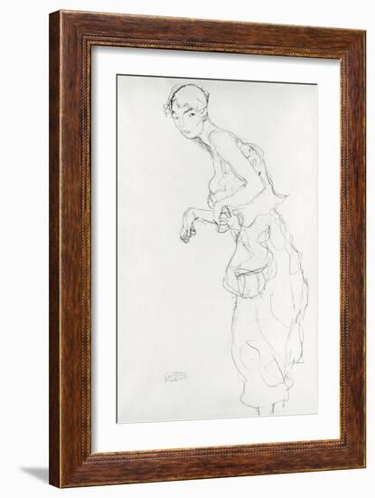 Woman with Bloomers Looking to the Left, c.1916-17-Gustav Klimt-Framed Giclee Print