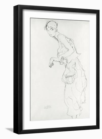 Woman with Bloomers Looking to the Left, c.1916-17-Gustav Klimt-Framed Giclee Print