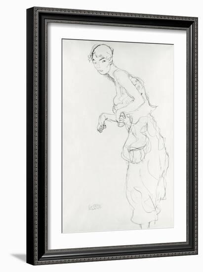 Woman with Bloomers Looking to the Left, c.1916-17-Gustav Klimt-Framed Giclee Print