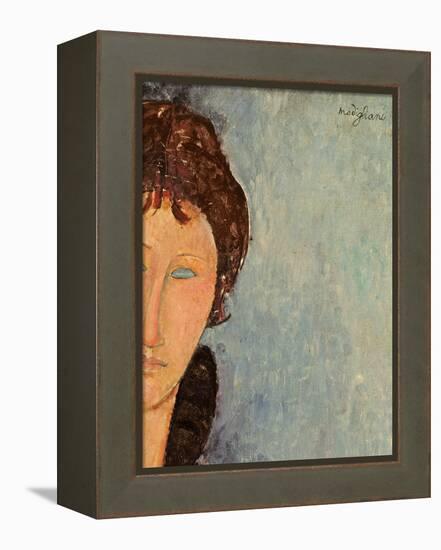 Woman with Blue Eyes, C.1918-Amedeo Modigliani-Framed Premier Image Canvas