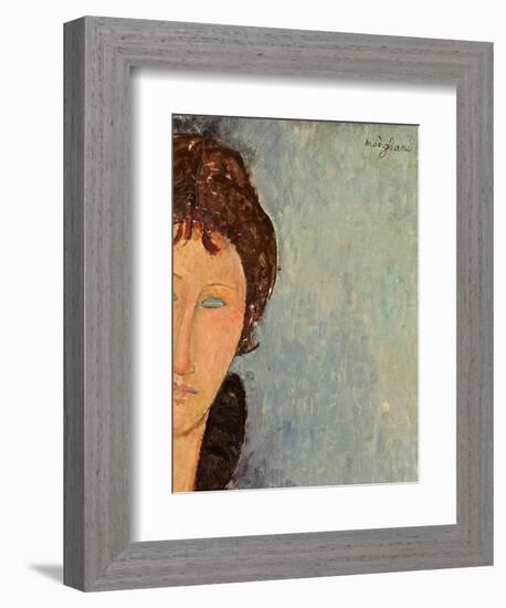 Woman with Blue Eyes, C.1918-Amedeo Modigliani-Framed Premium Giclee Print