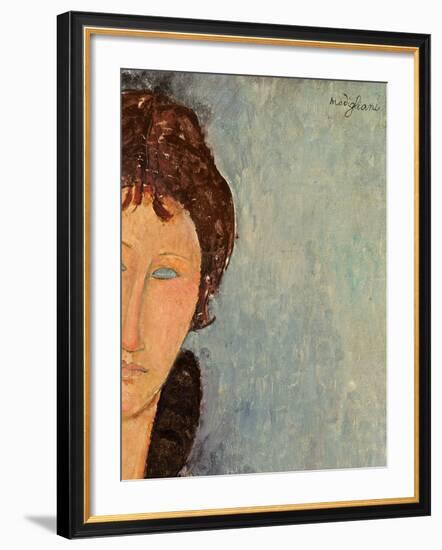 Woman with Blue Eyes, C.1918-Amedeo Modigliani-Framed Giclee Print