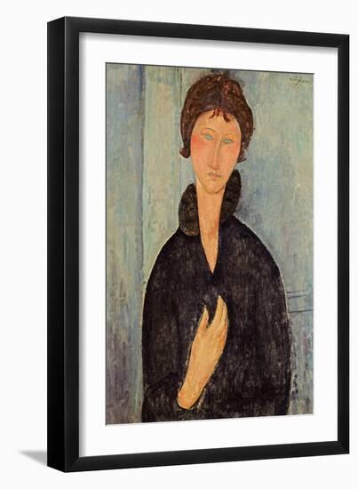 Woman with Blue Eyes, c.1918-Amedeo Modigliani-Framed Giclee Print