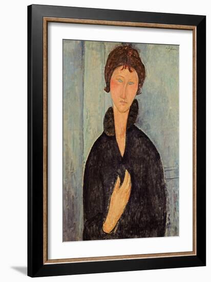 Woman with Blue Eyes, c.1918-Amedeo Modigliani-Framed Giclee Print