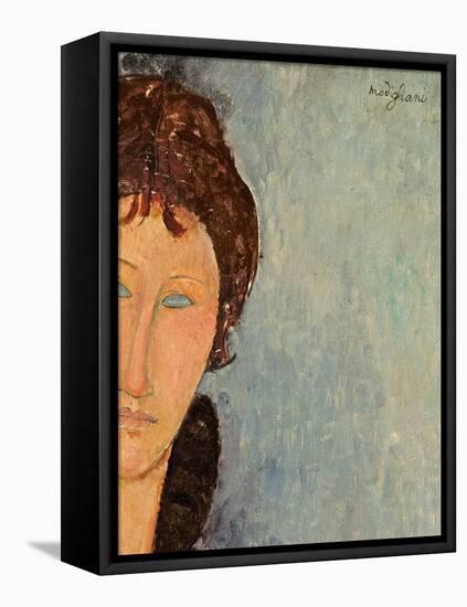 Woman with Blue Eyes, C.1918-Amedeo Modigliani-Framed Premier Image Canvas