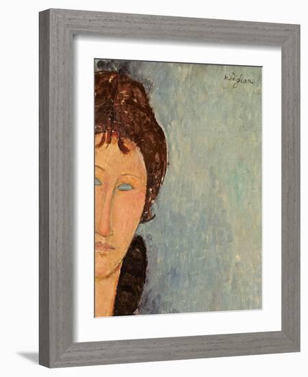 Woman with Blue Eyes, C.1918-Amedeo Modigliani-Framed Giclee Print