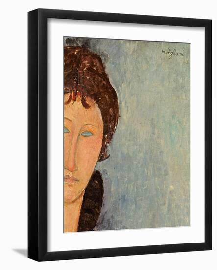 Woman with Blue Eyes, C.1918-Amedeo Modigliani-Framed Giclee Print