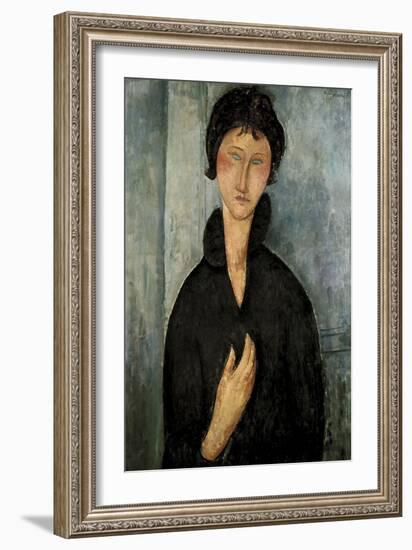 Woman with Blue Eyes-Amedeo Modigliani-Framed Art Print