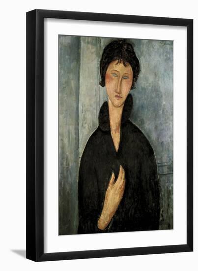 Woman with Blue Eyes-Amedeo Modigliani-Framed Art Print