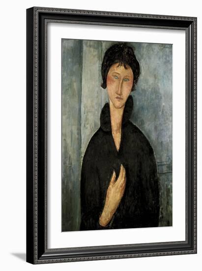 Woman with Blue Eyes-Amedeo Modigliani-Framed Art Print