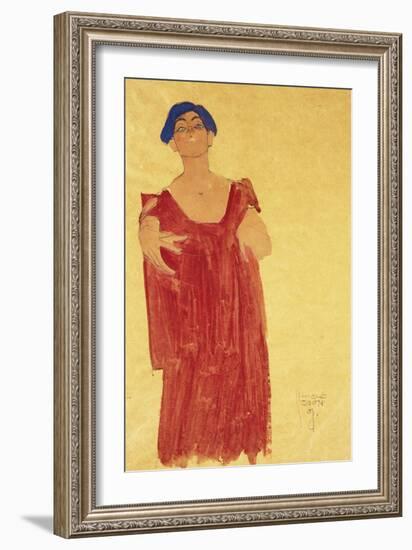 Woman with Blue Hair; Frau Mit Blauem Haar, 1918-Egon Schiele-Framed Giclee Print