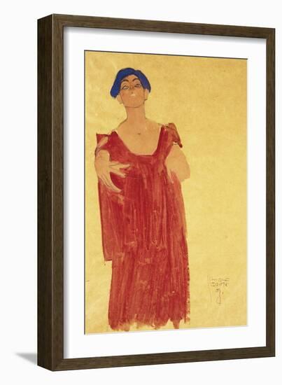 Woman with Blue Hair; Frau Mit Blauem Haar, 1918-Egon Schiele-Framed Giclee Print