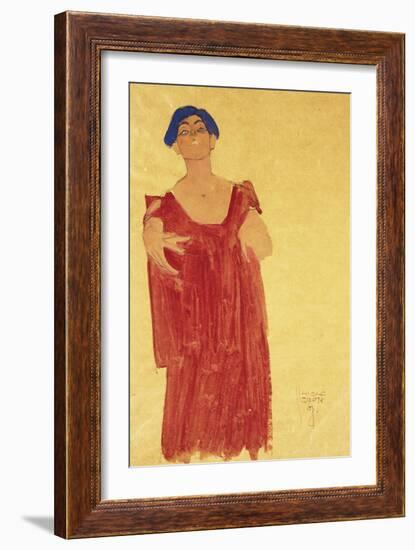 Woman with Blue Hair; Frau Mit Blauem Haar, 1918-Egon Schiele-Framed Giclee Print