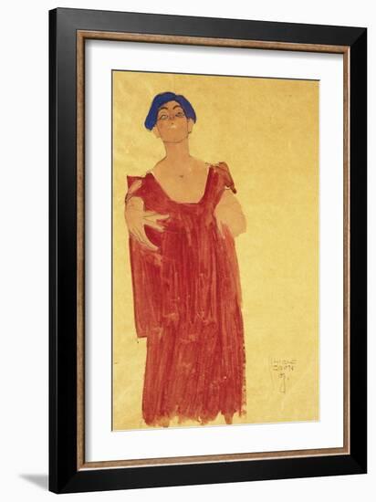 Woman with Blue Hair; Frau Mit Blauem Haar, 1918-Egon Schiele-Framed Giclee Print