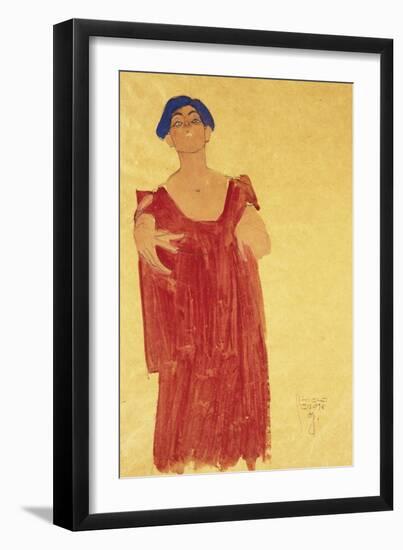 Woman with Blue Hair; Frau Mit Blauem Haar, 1918-Egon Schiele-Framed Giclee Print