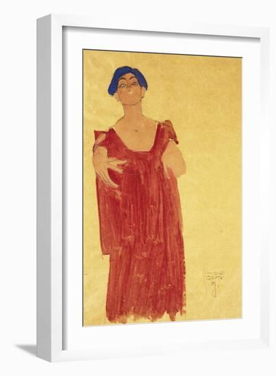 Woman with Blue Hair; Frau Mit Blauem Haar, 1918-Egon Schiele-Framed Giclee Print