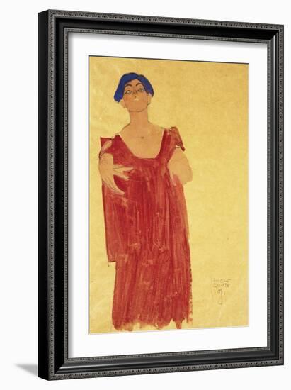 Woman with Blue Hair; Frau Mit Blauem Haar, 1918-Egon Schiele-Framed Giclee Print