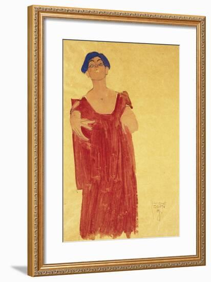 Woman with Blue Hair; Frau Mit Blauem Haar, 1918-Egon Schiele-Framed Giclee Print