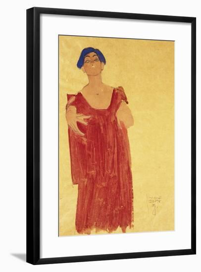 Woman with Blue Hair; Frau Mit Blauem Haar, 1918-Egon Schiele-Framed Giclee Print