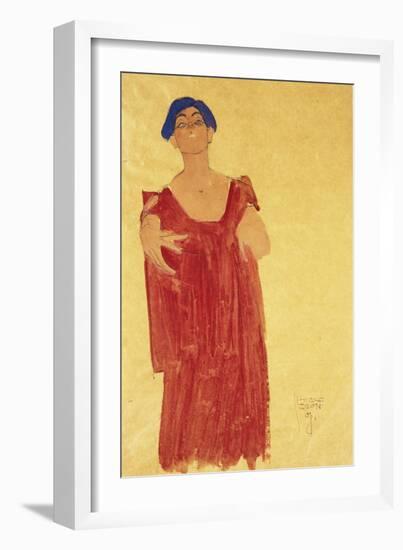 Woman with Blue Hair-Egon Schiele-Framed Giclee Print