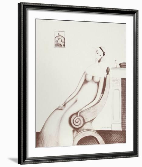 Woman with Book (Sepia)-Branko Bahunek-Framed Collectable Print