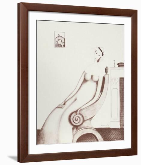 Woman with Book (Sepia)-Branko Bahunek-Framed Collectable Print