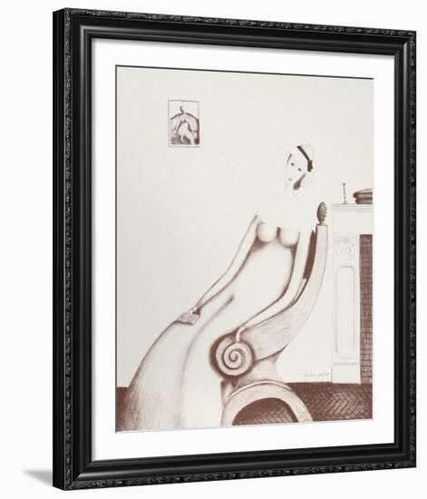 Woman with Book (Sepia)-Branko Bahunek-Framed Collectable Print