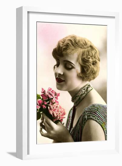 Woman with Bouquet-null-Framed Art Print