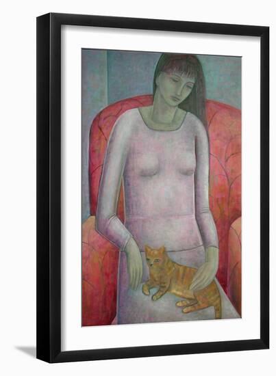 Woman with Cat, 2014-Ruth Addinall-Framed Giclee Print