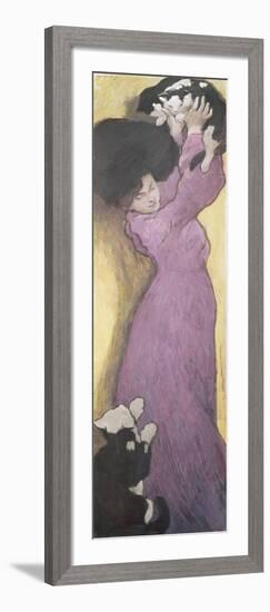 Woman with Cats (Pastel)-Janos Vaszary-Framed Giclee Print