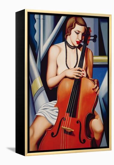 Woman with Cello-Catherine Abel-Framed Premier Image Canvas