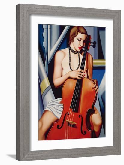 Woman with Cello-Catherine Abel-Framed Giclee Print
