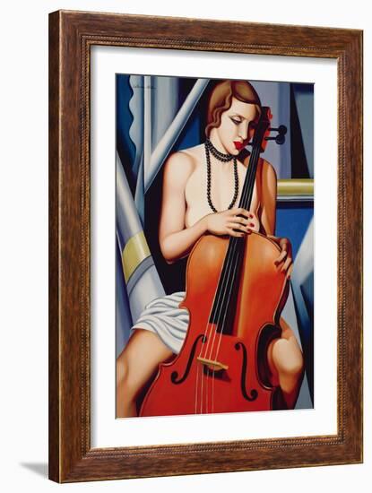 Woman with Cello-Catherine Abel-Framed Giclee Print