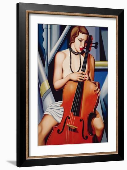 Woman with Cello-Catherine Abel-Framed Giclee Print