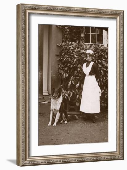 Woman with Collie Dog in a Garden-null-Framed Photographic Print
