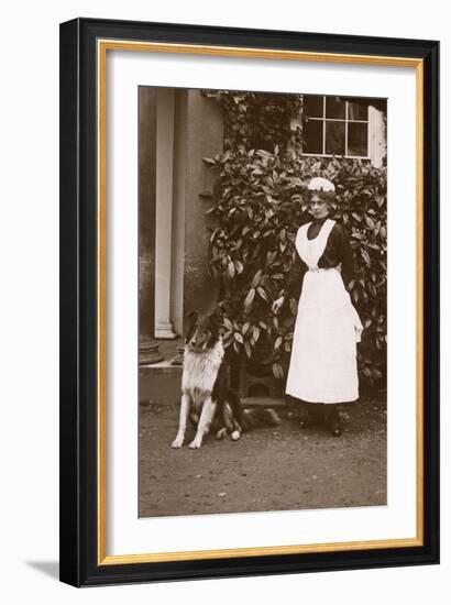 Woman with Collie Dog in a Garden-null-Framed Photographic Print