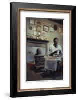 Woman with Cotton Stalks Beside a Wood-Burning Stove, Edisto Island, South Carolina, 1956-Walter Sanders-Framed Photographic Print
