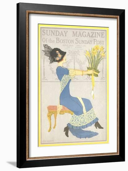 Woman with Daffodils-null-Framed Art Print