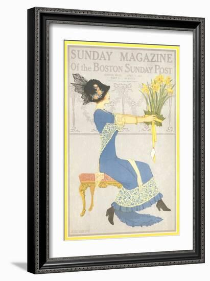 Woman with Daffodils-null-Framed Art Print