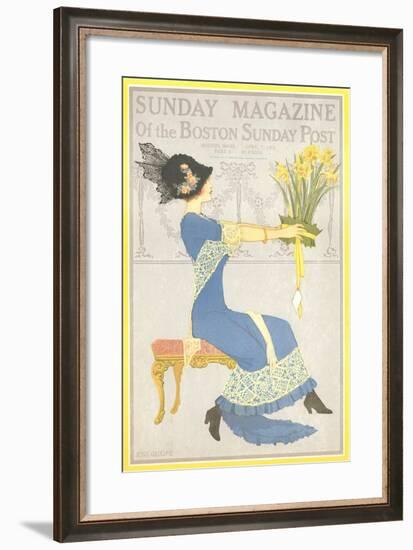 Woman with Daffodils-null-Framed Art Print