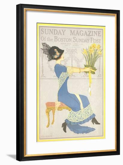 Woman with Daffodils-null-Framed Art Print