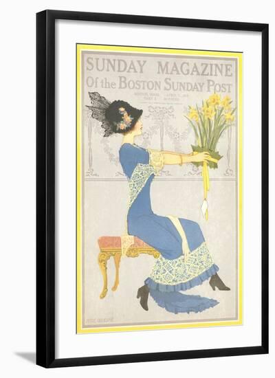 Woman with Daffodils-null-Framed Art Print