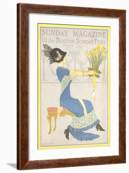 Woman with Daffodils-null-Framed Art Print