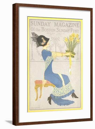 Woman with Daffodils-null-Framed Art Print