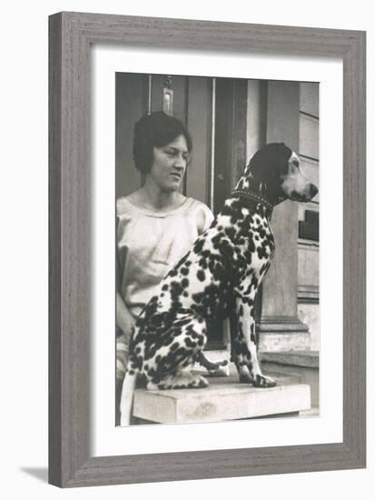 Woman with Dalmatian Outside a House-null-Framed Photographic Print