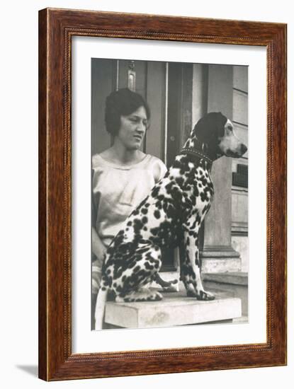 Woman with Dalmatian Outside a House-null-Framed Photographic Print