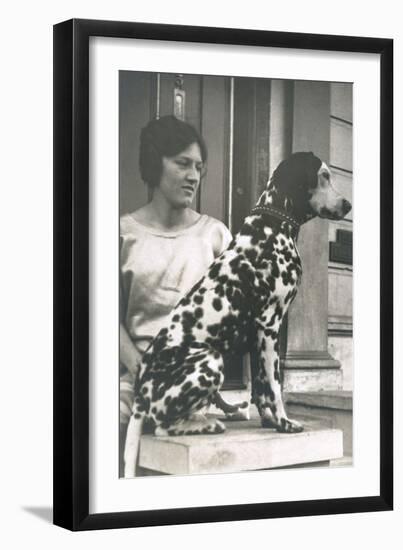 Woman with Dalmatian Outside a House-null-Framed Photographic Print