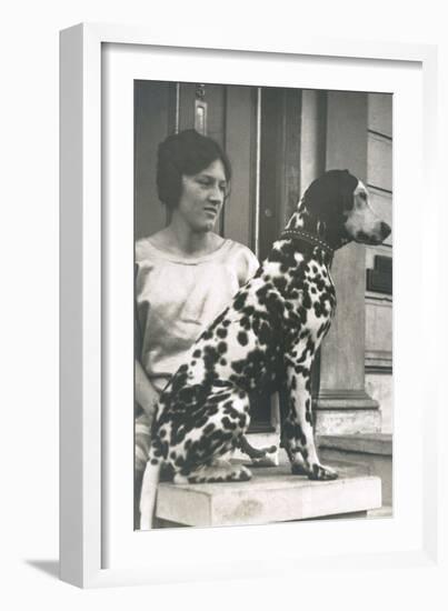 Woman with Dalmatian Outside a House-null-Framed Photographic Print