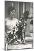 Woman with Dalmatian Outside a House-null-Mounted Photographic Print