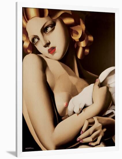 Woman with Dove-Tamara de Lempicka-Framed Art Print